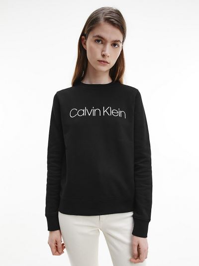 Calvin Klein Ruhák HU763452 | Calvin Klein Organic Cotton Logo Női Pulóver Fekete